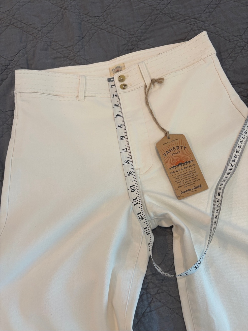 NWT Faherty Stretch Terry Harbor Pants in Egret - Picture 9 of 10